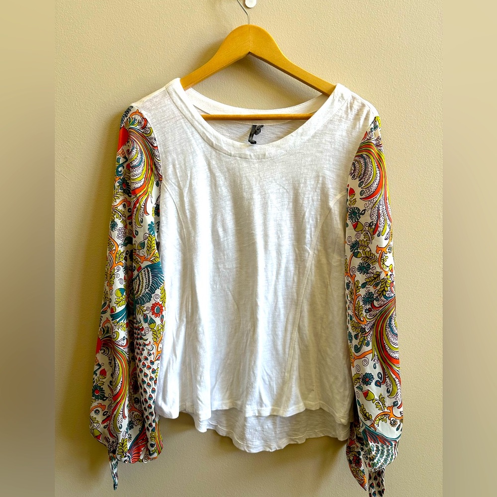 Anthropologie Boho Silk Sleeve Top sz M